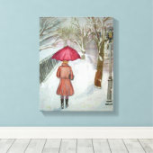 Toile Paris Marcher dans la neige (Insitu (Plancher de Bois))