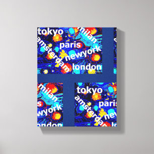 Toile Paris New York Amsterdam Art Abstrait coloré
