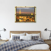 Toile Paris par nuit dans cadre rustique (Insitu(Chambre))
