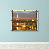 Toile Paris par nuit dans cadre rustique (Insitu (Plancher de Bois))