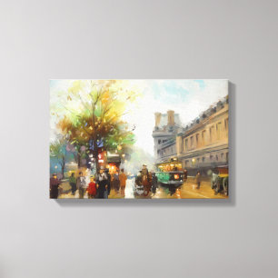 Toile Paris par un jour de pluie. Peinture aquarelle