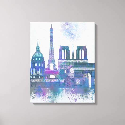 Toile Paris Skyline - Aquarelle bleu (Recto)