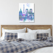 Toile Paris Skyline - Aquarelle bleu (Insitu(Chambre))