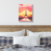 Toile Paris Sunset | Tour Eiffel France Aquarelle (Insitu(Chambre))