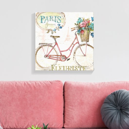 Toile Paris Vélo Avec Fleurs Devant (Insitu(Salon))