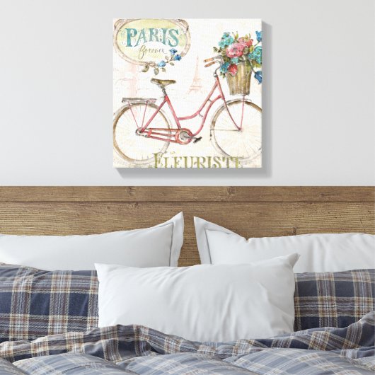 Toile Paris Vélo Avec Fleurs Devant (Insitu(Chambre))