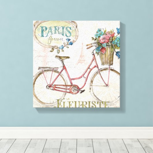 Toile Paris Vélo Avec Fleurs Devant (Insitu (Plancher de Bois))