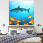 Toile Parmi les requins dorés (Insitu(Chambre))