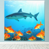 Toile Parmi les requins dorés (Insitu (Plancher de Bois))