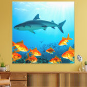 Toile Parmi les requins dorés (Insitu(Salon))
