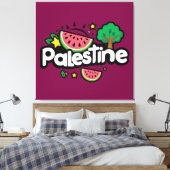 Toile Parole palestinienne mignonne entourée de pastèque (Insitu(Chambre))