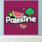 Toile Parole palestinienne mignonne entourée de pastèque (Insitu (Plancher de Bois))
