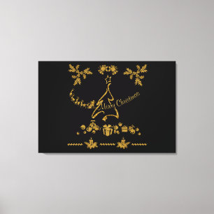 Toile Parties scintillant d'or Joyeux Noël, Père Noël