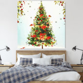 Toile Parties scintillant Winter Deer Forest Rose Floral (Insitu(Chambre))
