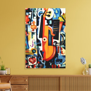 Toile Parto de Viola Bom Menage, Cubisme,