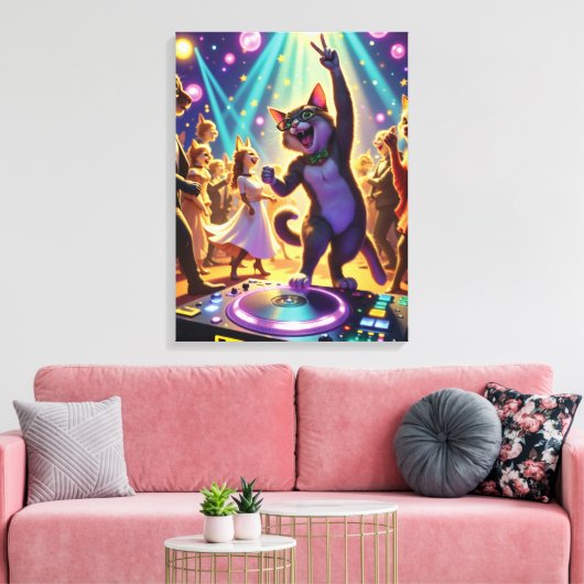 Toile Party Cat DJ Dirigeant l'Ultimate Dance Floor Bash (Insitu(Salon))