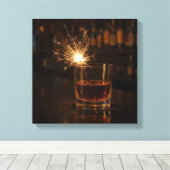Toile Party Sparkler In a Glass Of Whiskey (Insitu (Plancher de Bois))