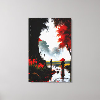 Toile Passage silencieuse : Ruisseau automnal au Vietnam