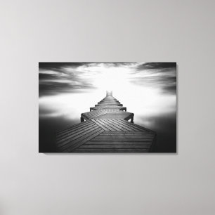 Toile Passerelle en bois au-dessus de la mer