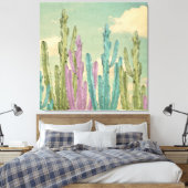 Toile Pastel Cactus contre ciel nuageux Collage (Insitu(Chambre))