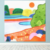 Toile Pastel coucher de soleil sur la vallée (Insitu (Plancher de Bois))