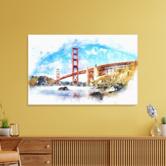 Toile Pastel Golden Gate Bridge à San Francisco (Insitu(Salon))