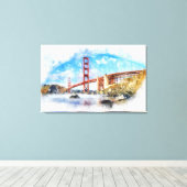 Toile Pastel Golden Gate Bridge à San Francisco (Insitu (Plancher de Bois))