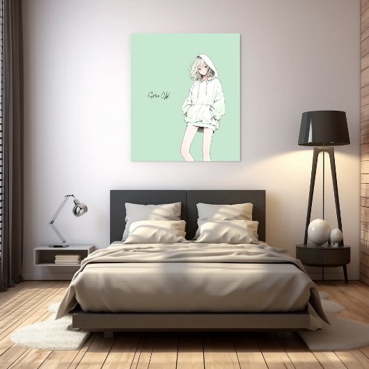 Toile Pastel Green JKのアートパネル|寿司娘 GenerativeAI