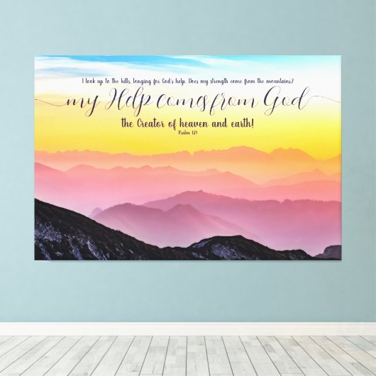 Toile Pastel Mountains Mon aide vient de Dieu Psaume (Insitu (Plancher de Bois))