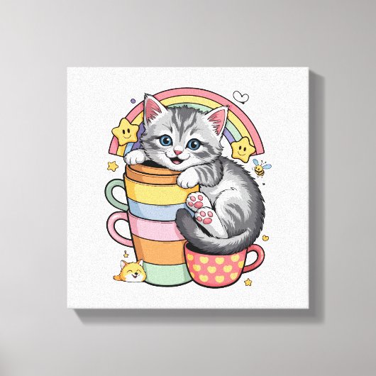 Toile Pastel Paws & Rainbow Sips (Recto)