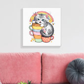 Toile Pastel Paws & Rainbow Sips (Insitu(Salon))
