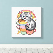 Toile Pastel Paws & Rainbow Sips (Insitu (Plancher de Bois))