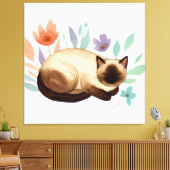 Toile Pastel Slumber: Siamese Cat in Bloom (Insitu(Salon))