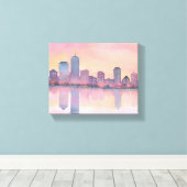 Toile Pastel Sunset Cityscape | Aquarelle Skyline (Insitu (Plancher de Bois))