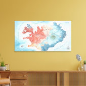 Toile Pastel Watercolor Map of Iceland's Golden Circle (Insitu(Salon))
