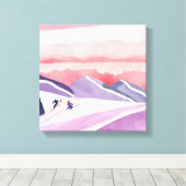 Toile Pastel Watercolor Ski Mountain Sunset (Insitu (Plancher de Bois))