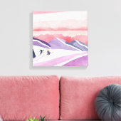 Toile Pastel Watercolor Ski Mountain Sunset (Insitu(Salon))