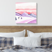 Toile Pastel Watercolor Ski Mountain Sunset (Insitu(Chambre))