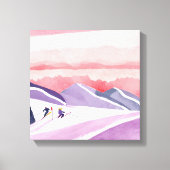 Toile Pastel Watercolor Ski Mountain Sunset (Recto)