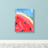 Toile Pastèque rouge | Peinture de fruits à l'aquarelle (Insitu (Plancher de Bois))