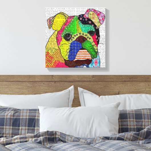 Toile Patchwork Bulldog (Insitu(Chambre))