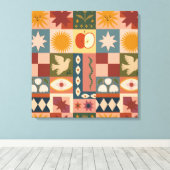 Toile Patchwork céleste bohémien avec symboles mystiques (Insitu (Plancher de Bois))