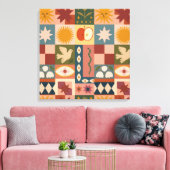 Toile Patchwork céleste bohémien avec symboles mystiques (Insitu(Salon))