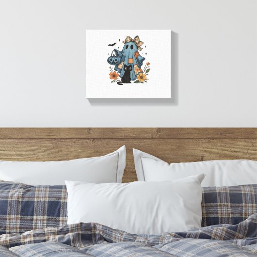 Toile Patchwork Halloween Ghost noir Chat Essential T-Sh (Insitu(Chambre))