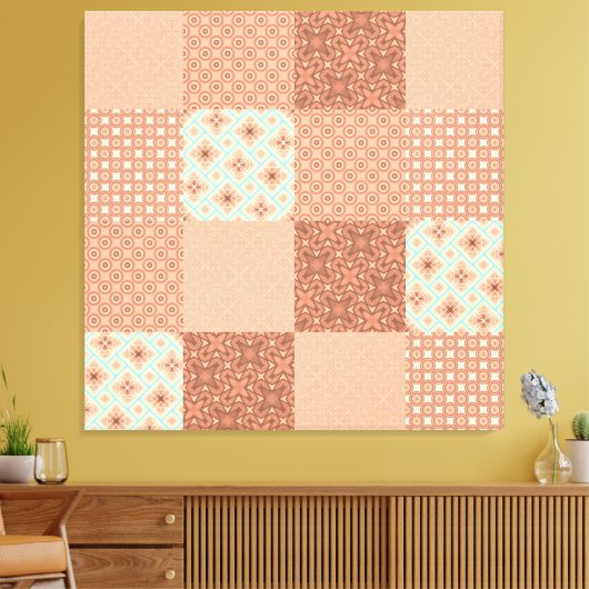 Toile Patchwork Rose Rétro (Insitu(Salon))