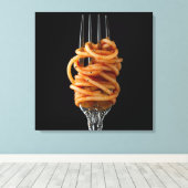 Toile Pâtes filées sur une Fourche, Spaghetti alimentair (Insitu (Plancher de Bois))