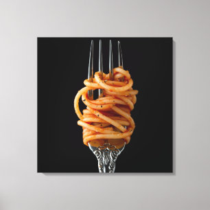 Toile Pâtes filées sur une fourchette, spaghetti de no
