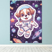 Toile Pâtes interstellaires - Chien spatial mignon à l'a (Insitu (Plancher de Bois))