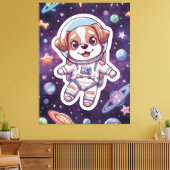 Toile Pâtes interstellaires - Chien spatial mignon à l'a (Insitu(Salon))