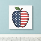 Toile Patriotic Apple Vintage Engraving Vector Design_1 (Insitu (Plancher de Bois))